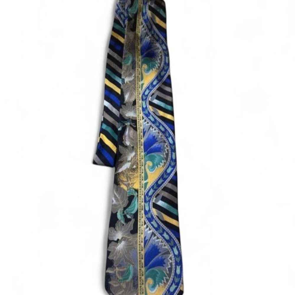 Vintage Balenciaga Paris 100% Silk Tie Multicolor Abstract Paisley Geometric